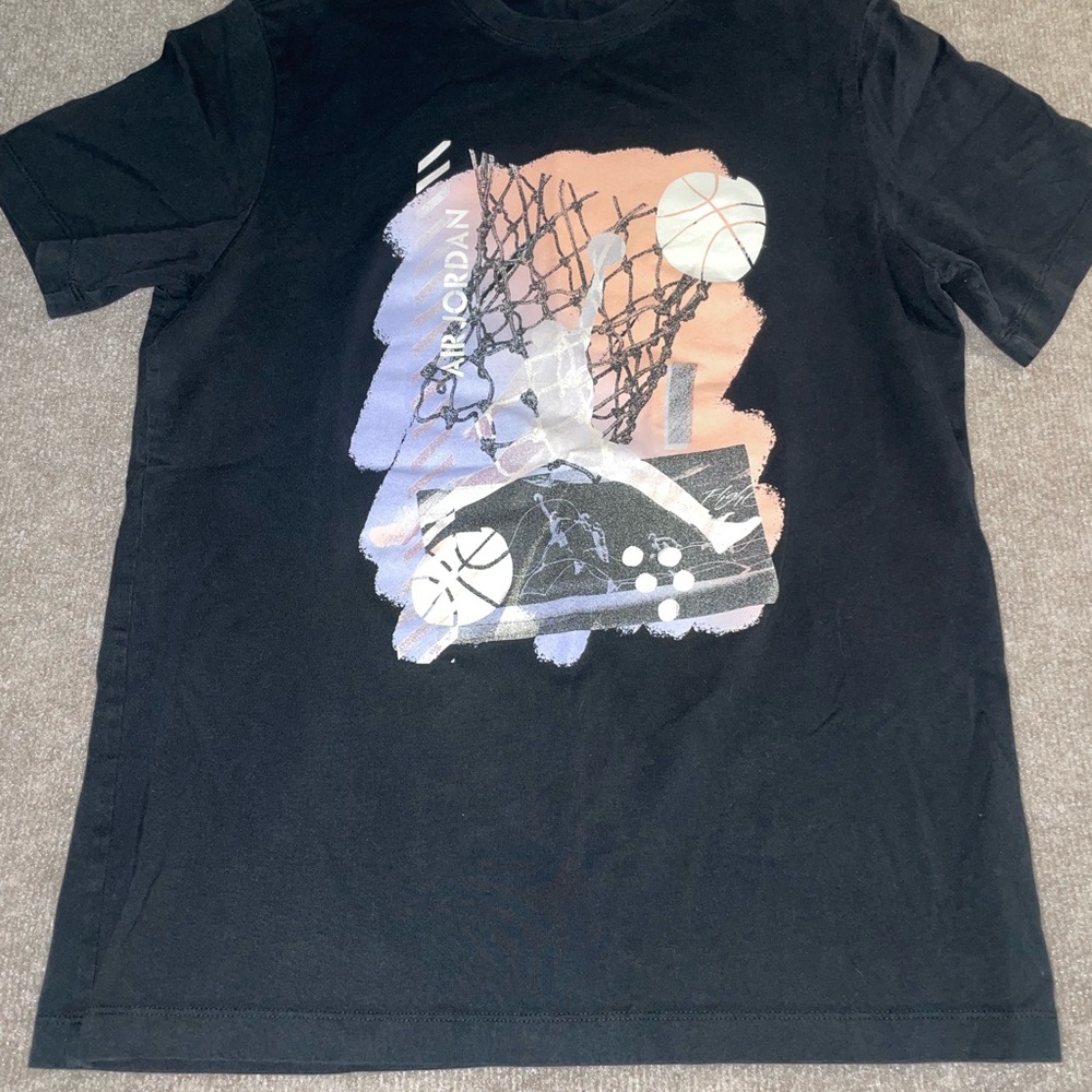 Jordan Black Tee with Orange & pink Logo
